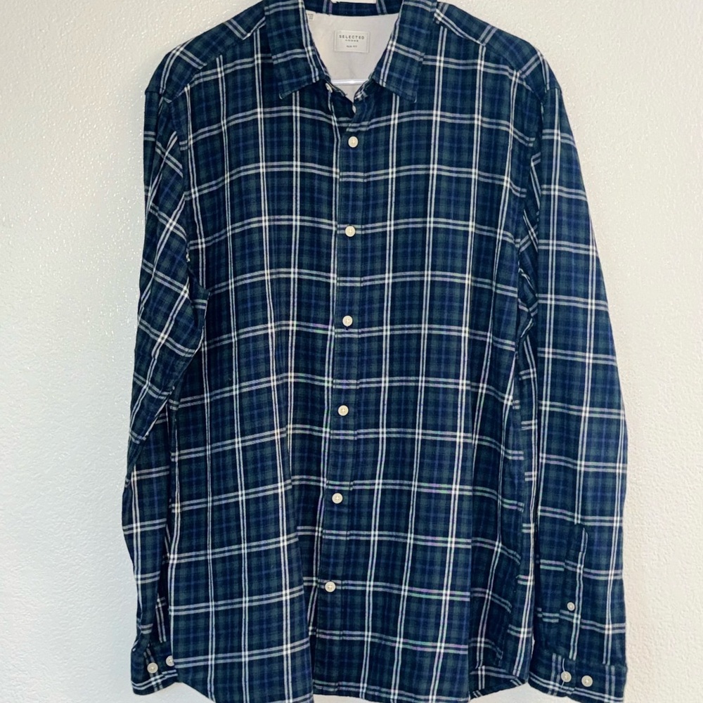 Topman Blue and White Plaid Casual Shirt